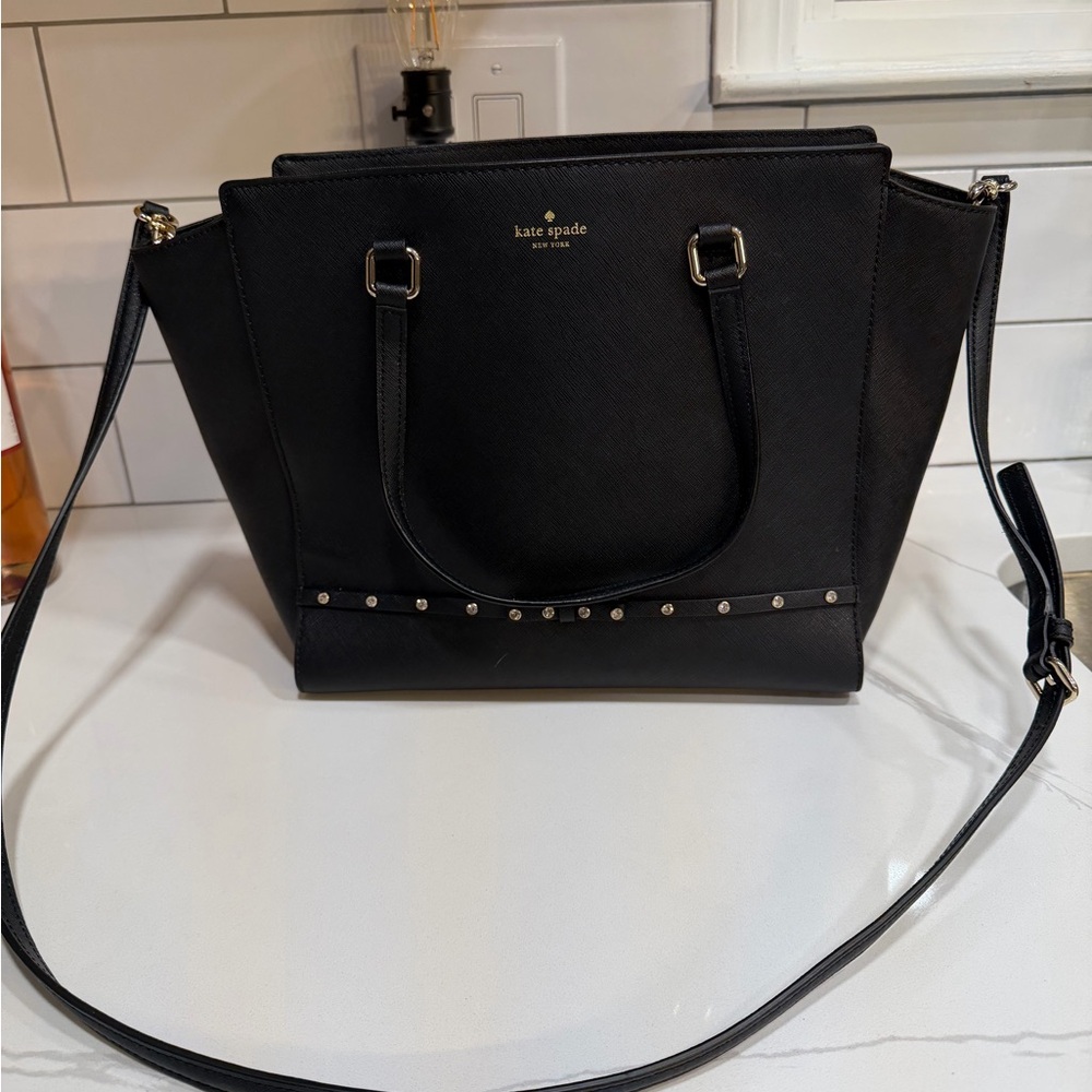 Kate Spade Black Satchel with Silver Accents